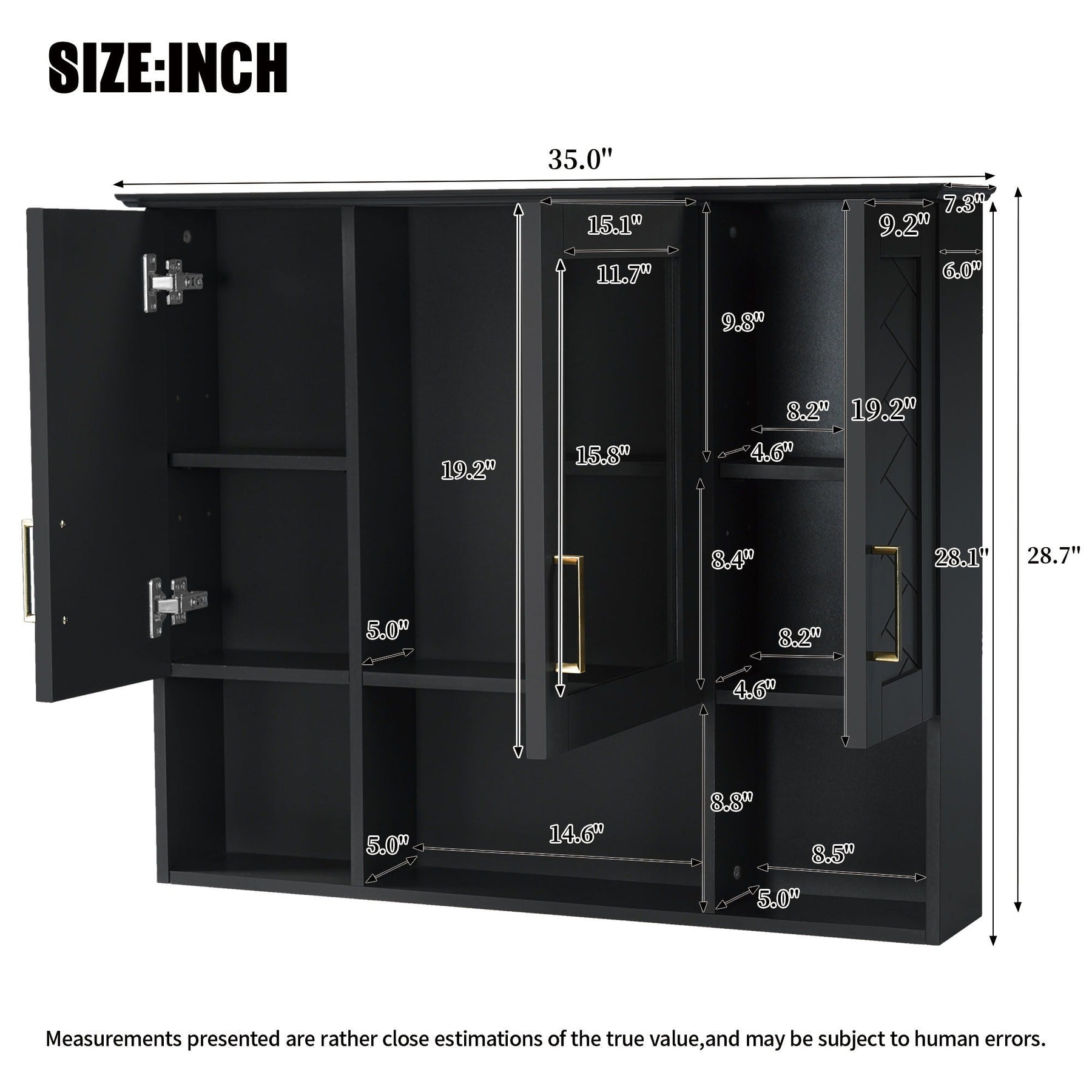 Modern Wall Mounted Medicine Cabinet With Adjustable Shelves, Soft Close Doors, High Define Mirror